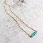 Gold necklace with blue turquoise stones, simple tiny necklace, dainty birthstone Necklace.